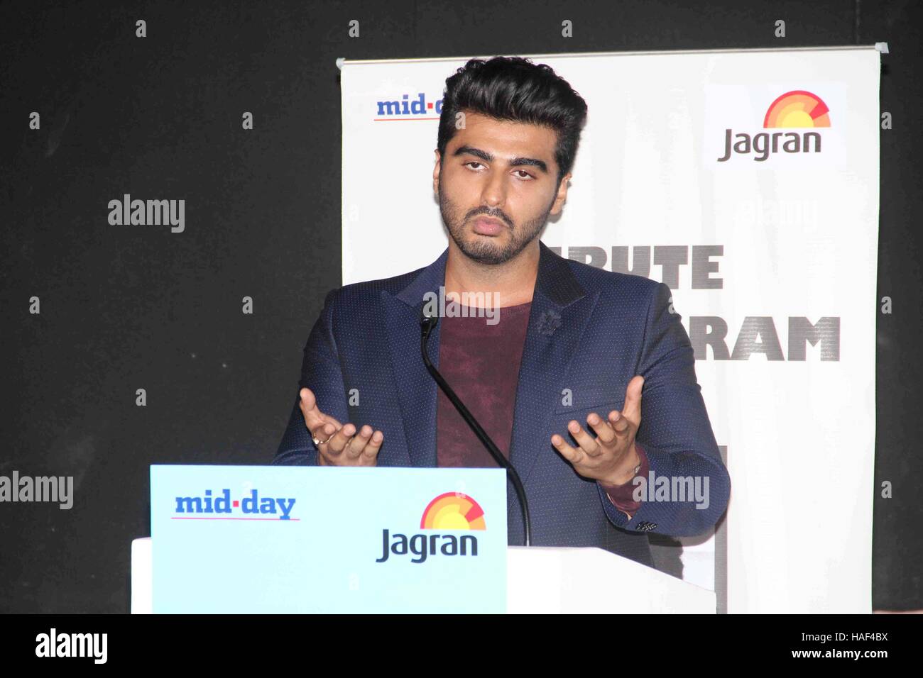 Bollywood actor Arjun Kapoor during the opening ceremony of 7th Jagran Film Festival in Mumbai, India on September 26, 2016. Stock Photo