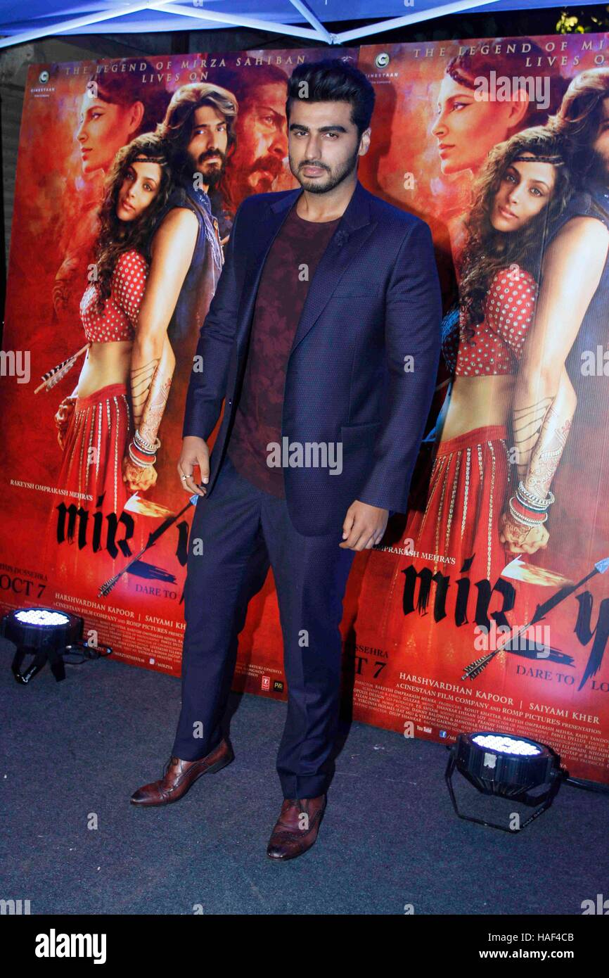 Bollywood actor Arjun Kapoor during the red carpet for get together of film Mirzya in Mumbai, India on September 26, 2016. Stock Photo
