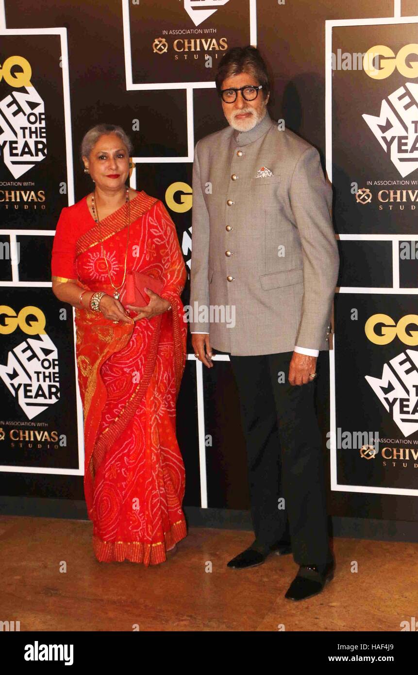 Amitabh Bachchan with wife Jaya Bachchan GQ India Men of the year Award ceremony Mumbai India Stock Photo