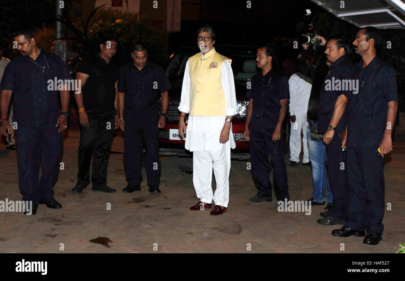 Bollywood actor Amitabh Bachchan during Rima Jain 60th birthday celebration in Mumbai, India on September 28, 2016. Stock Photo
