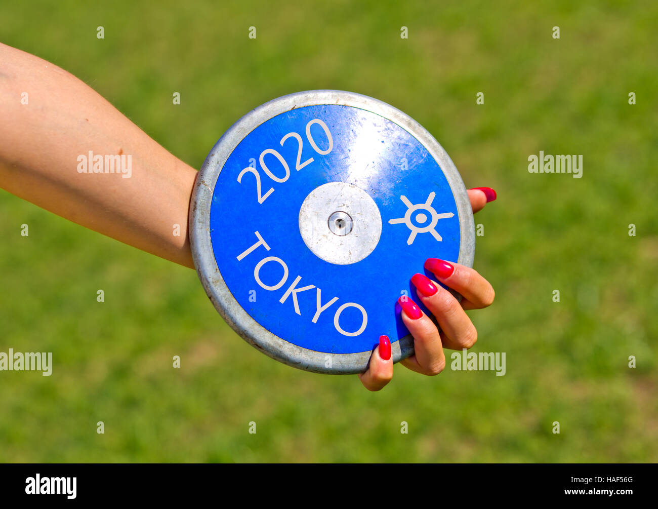 Olympic disc is going to fly to Tokyo in 2020 Stock Photo