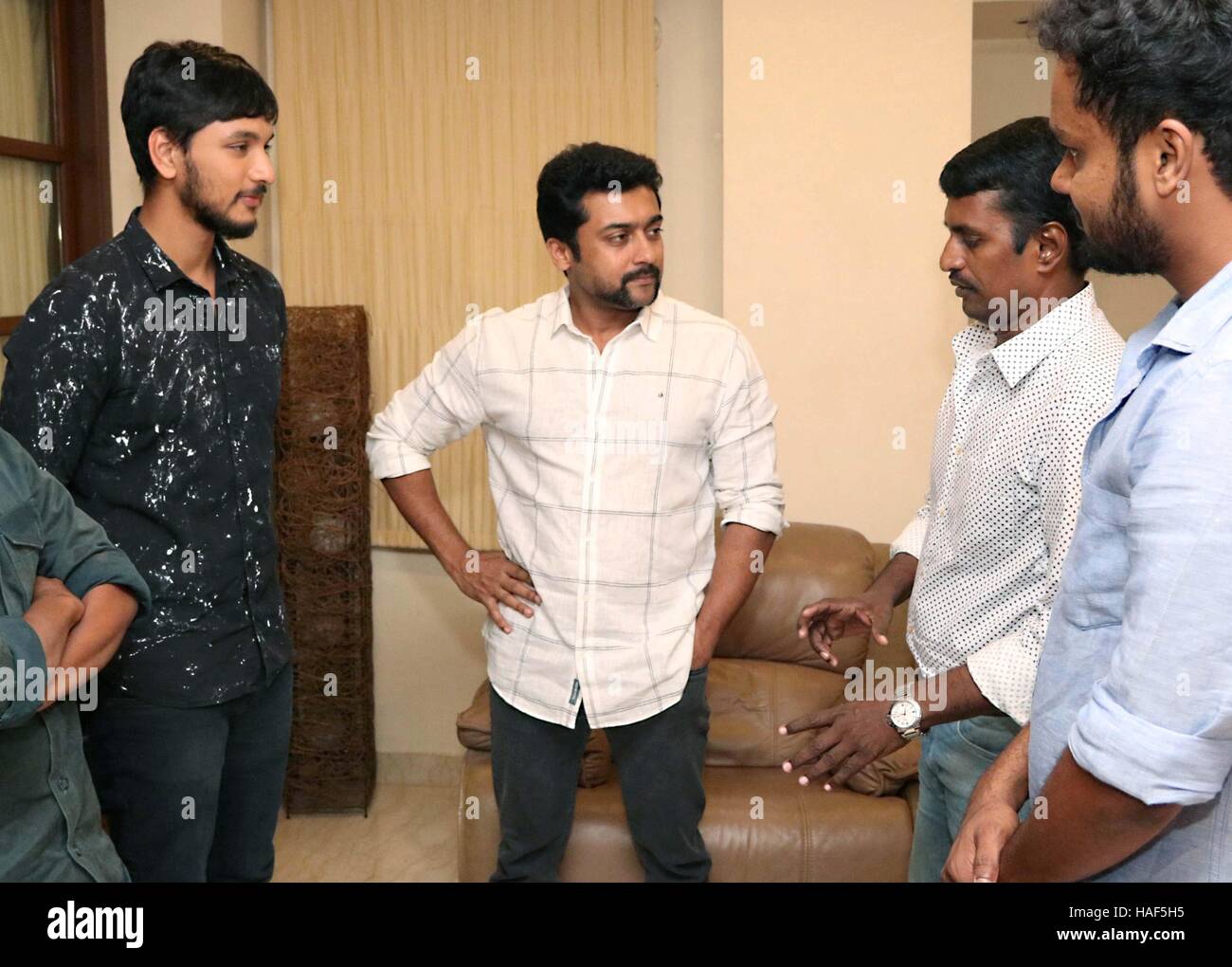 Tamil film actor Surya (C) during the unveiling of Tamil film ...