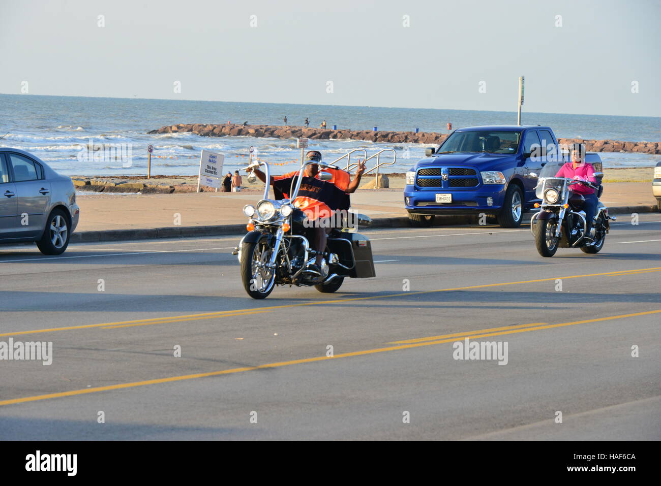 Harley Davidson Motorcycles at Galveston in Texas Stock Photo Alamy