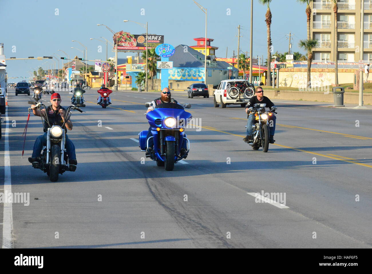 Harley Davidson Motorcycles at Galveston in Texas Stock Photo Alamy