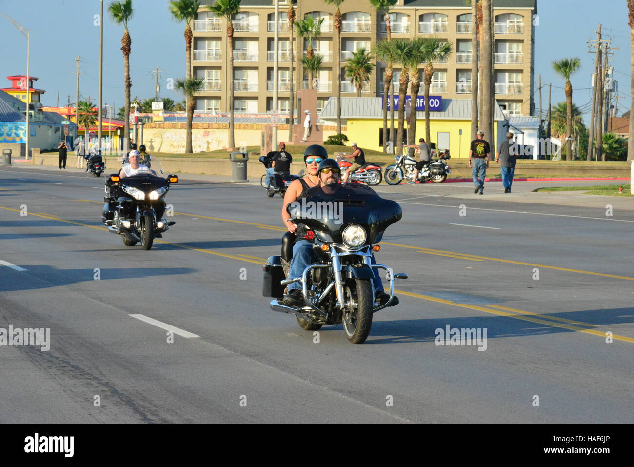 Harley Davidson Motorcycles at Galveston in Texas Stock Photo Alamy