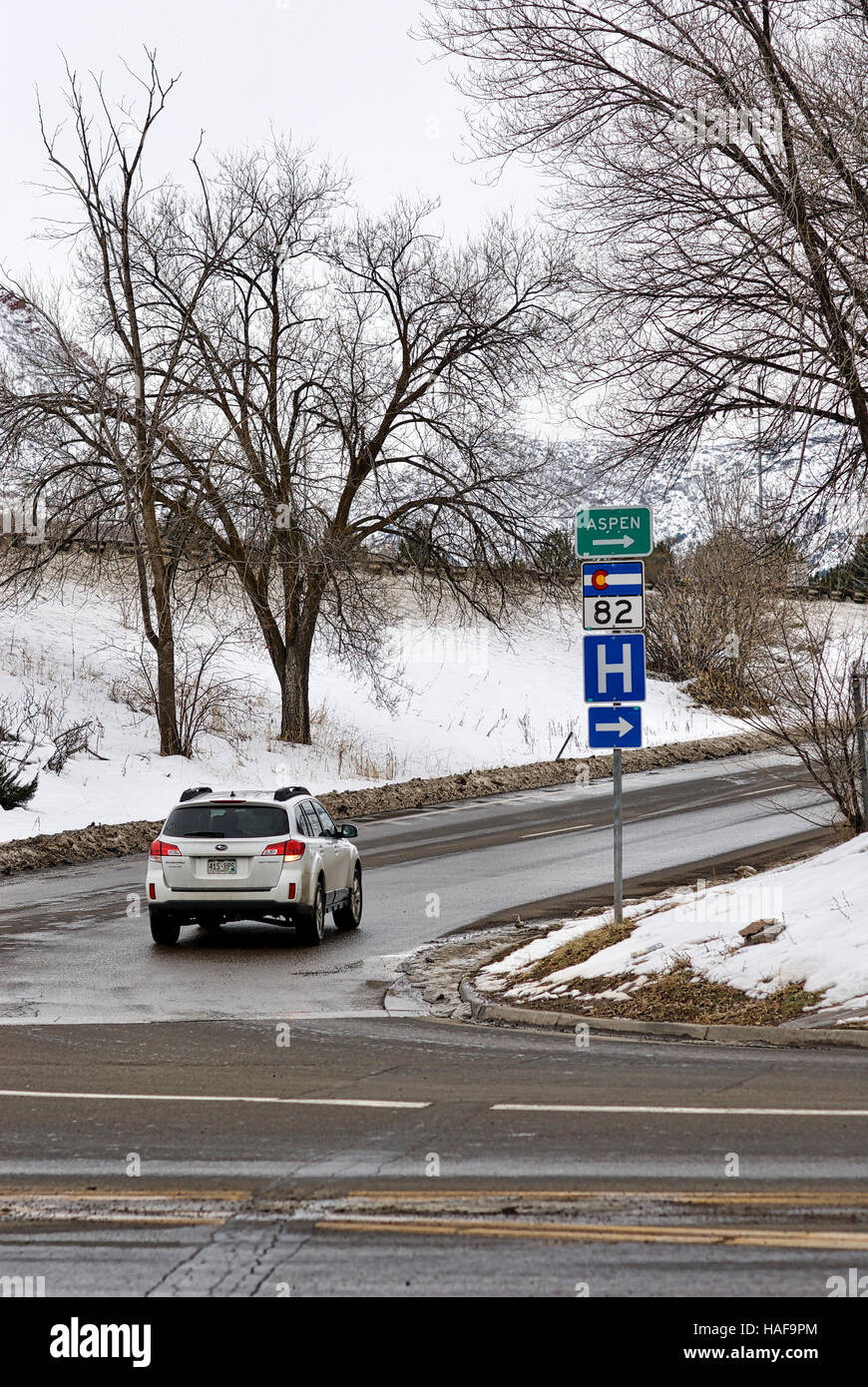 Passenger car enters an onramp to Interstate 70 in Glenwood Springs, Colorado Stock Photo Alamy
