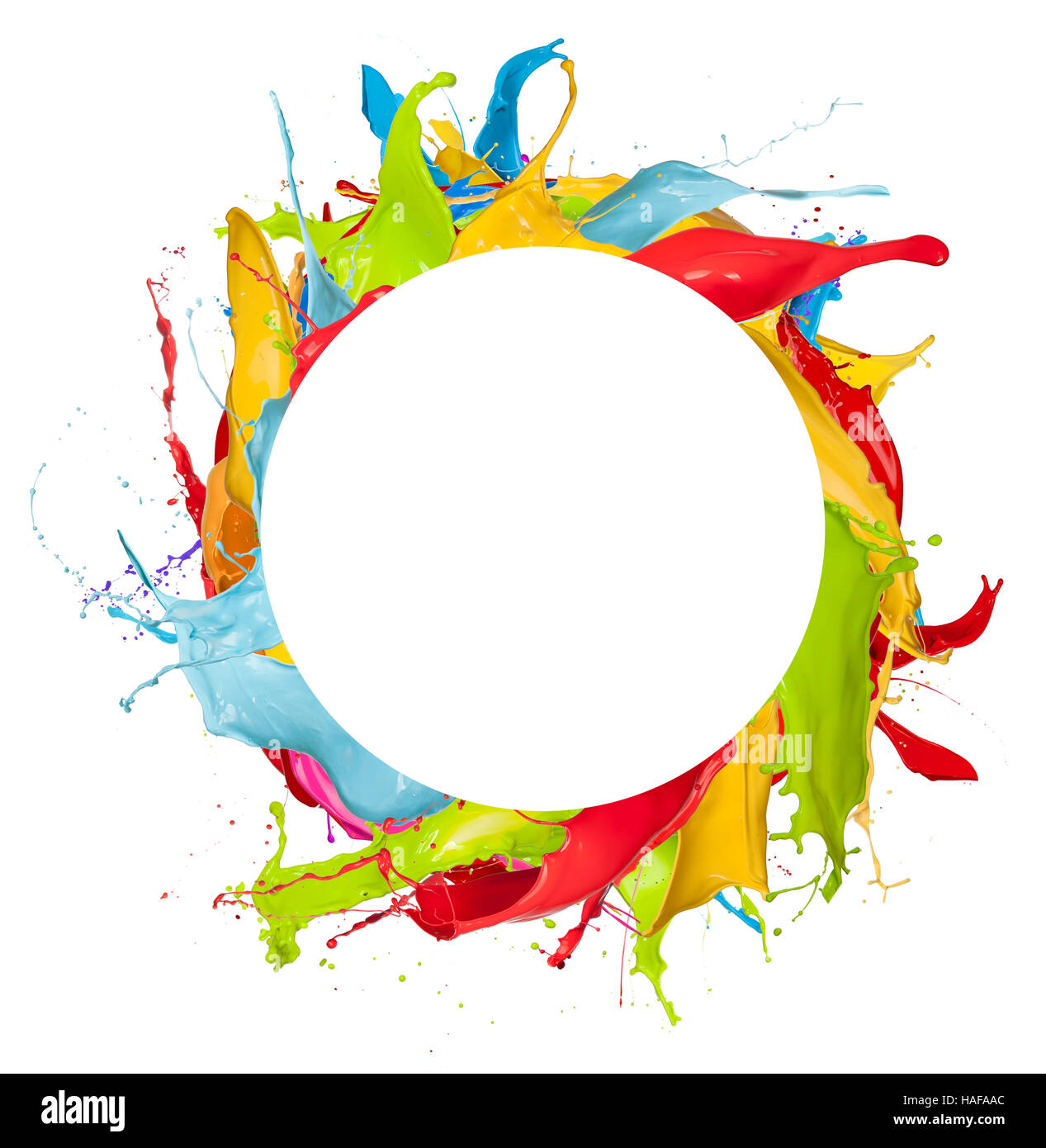 Abstract color splashes in circle shape, isolated on white background