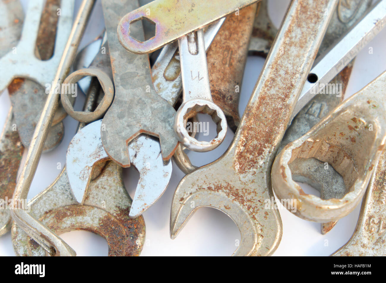 wrench set, rusty tools, group of wrenches Stock Photo Alamy