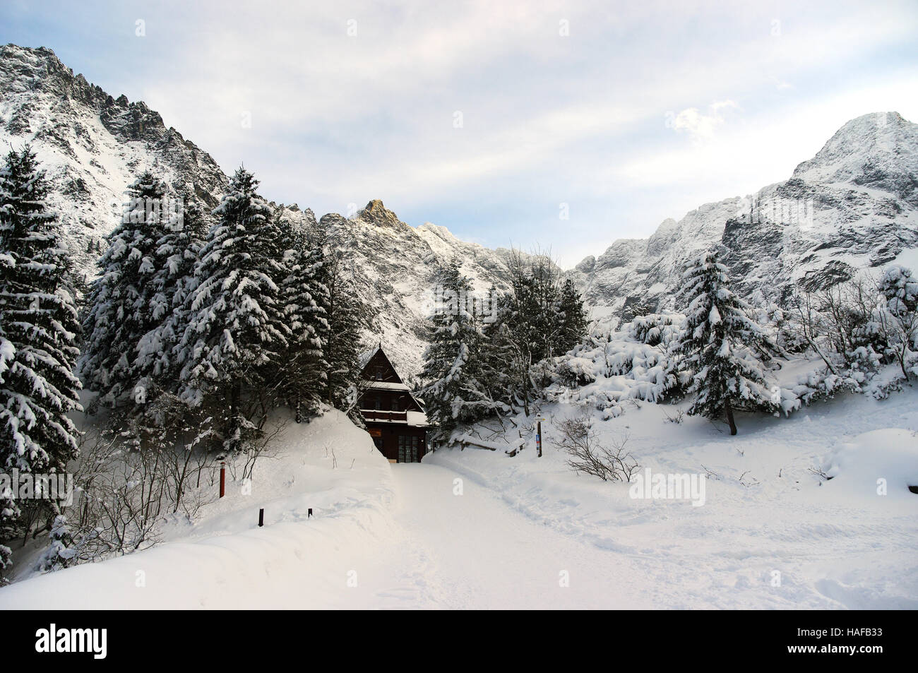 Beautiful scenery of snowy mountains Stock Photo - Alamy