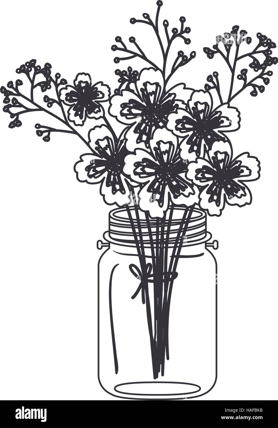 Flowers inside mason jar icon. Decoration floral nature and plant theme