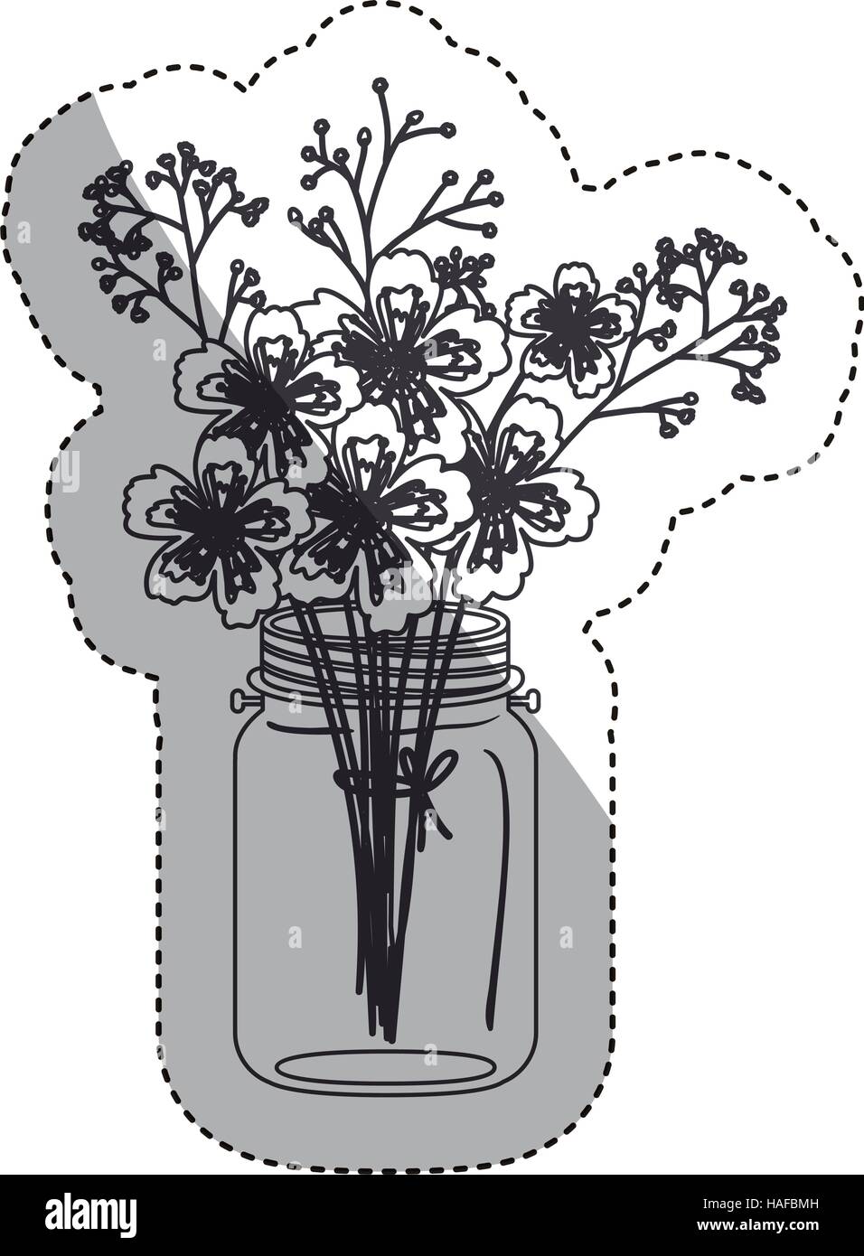 Flowers inside mason jar icon. Decoration floral nature and plant theme