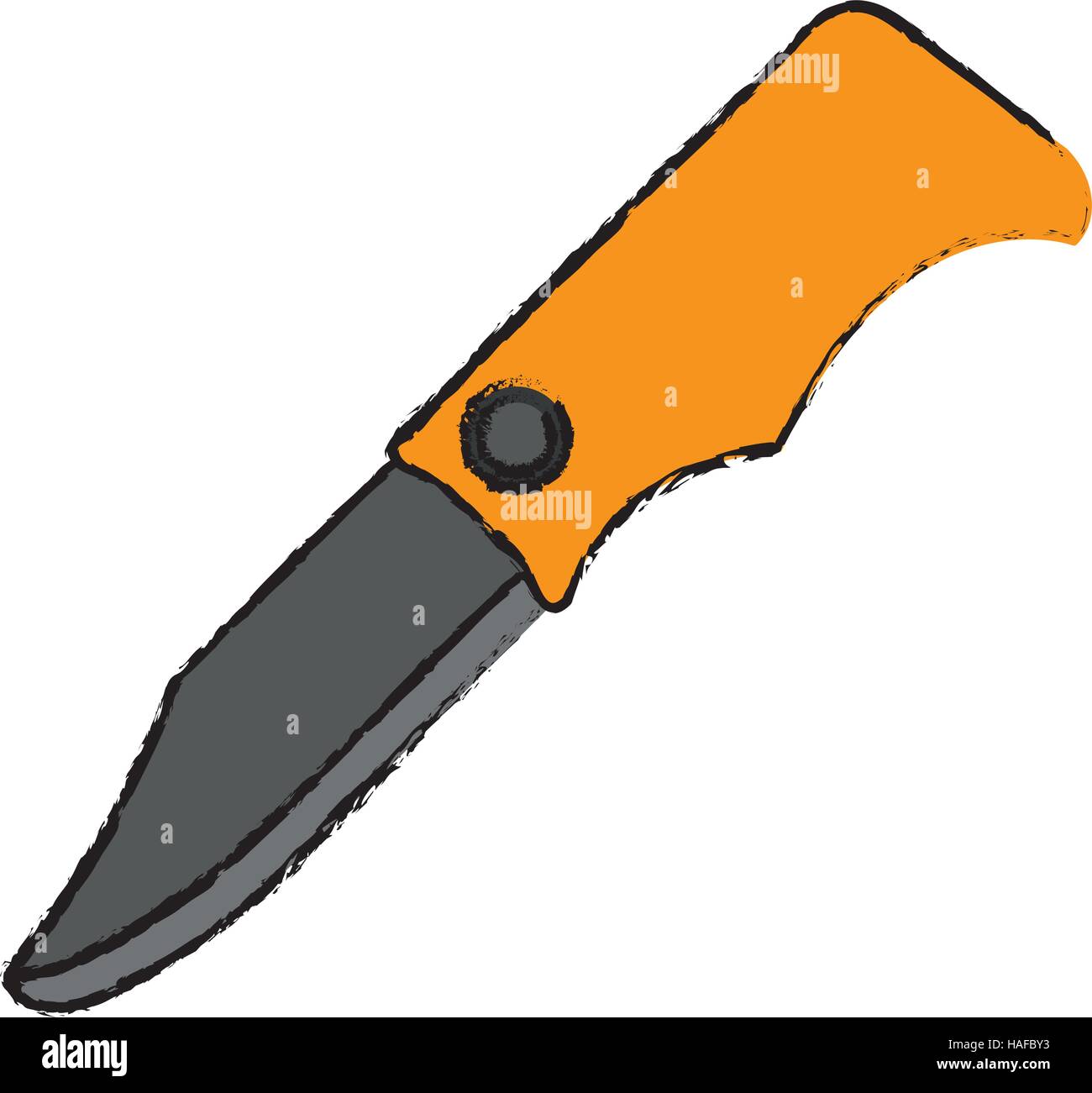 drawing hunting knife tool equipment camping yellow les Stock Vector