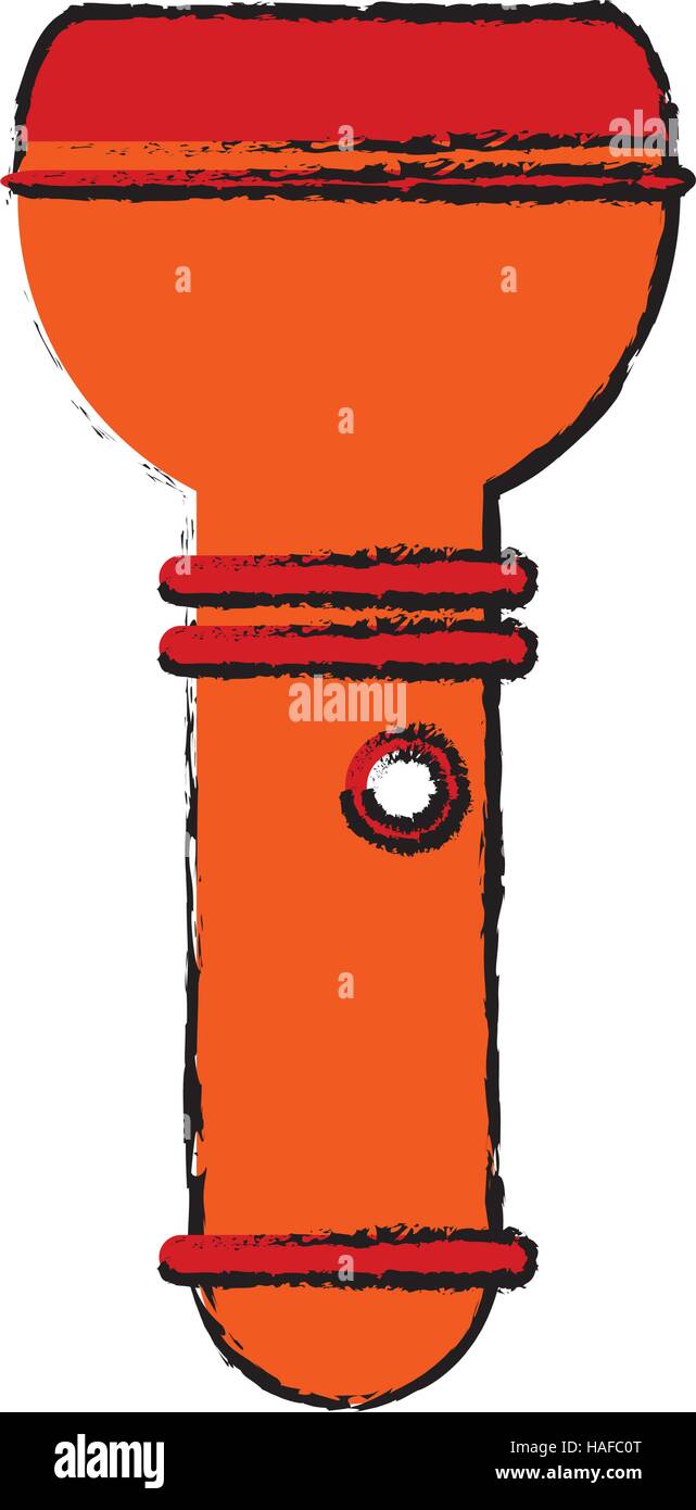 drawing orange lantern flashlight portable tool camping Stock Vector