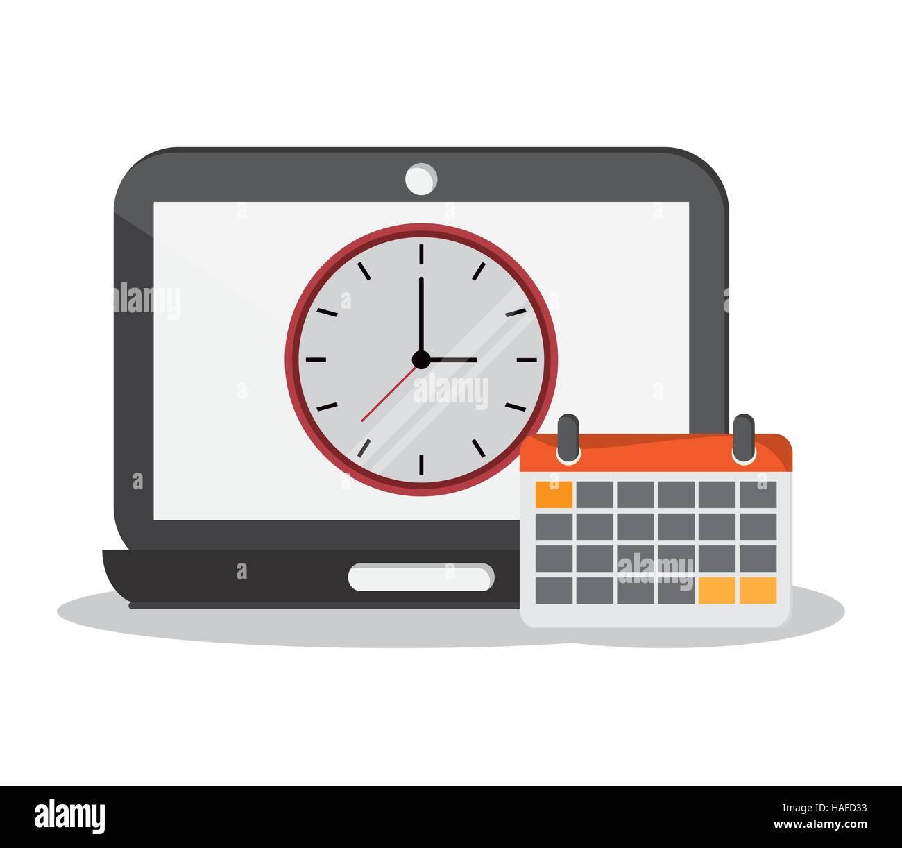Laptop clock calendar and Worktime design Stock Vector Image & Art Alamy