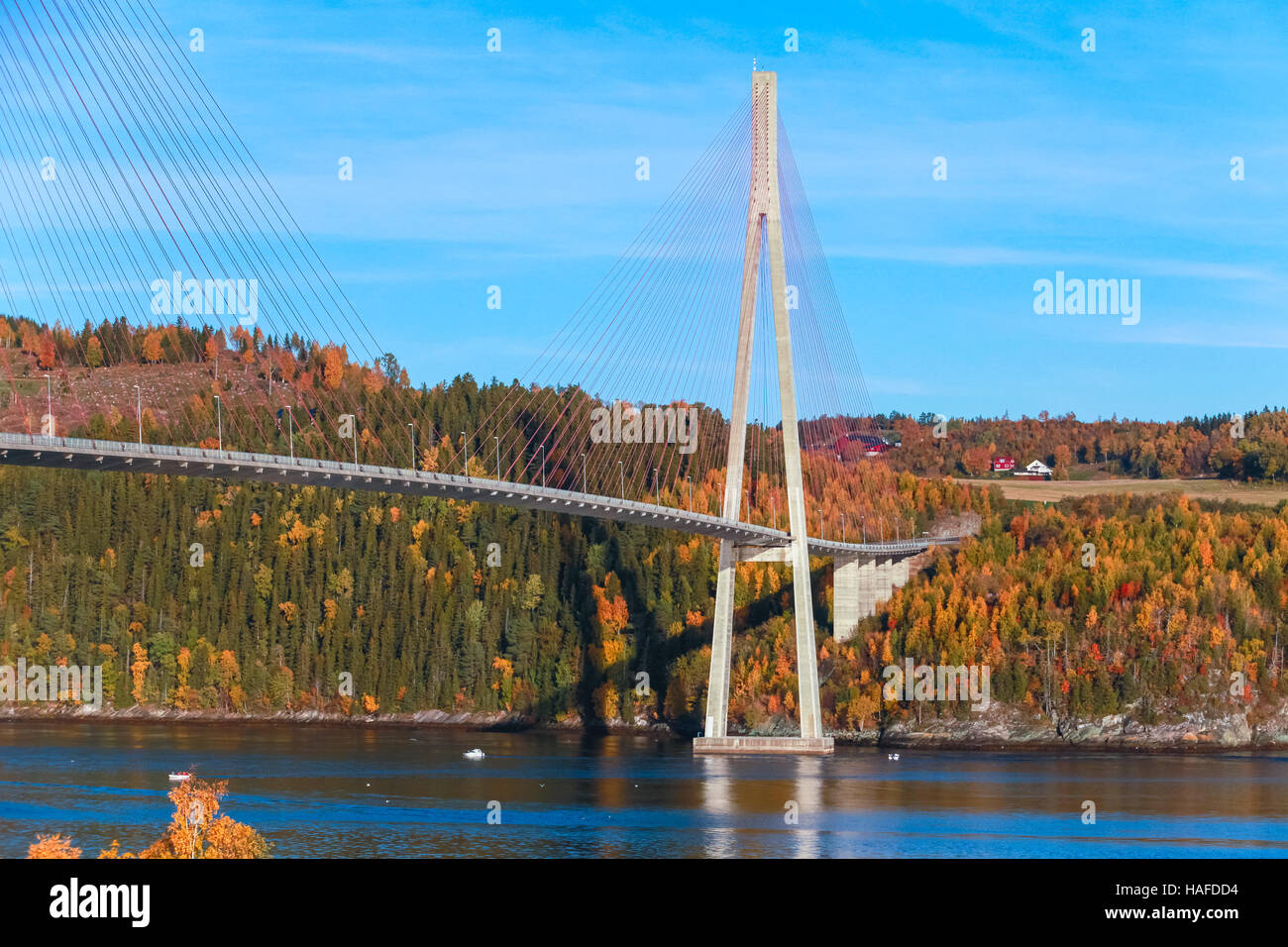 Cablestayed bridge in Norway, Skarnsund Bridge Stock Photo Alamy