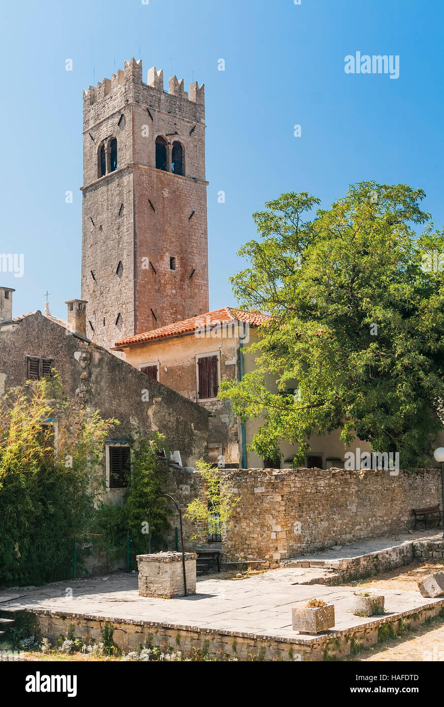 Old bell tower in Motovun - 2. Istria. Croatia Stock Photo
