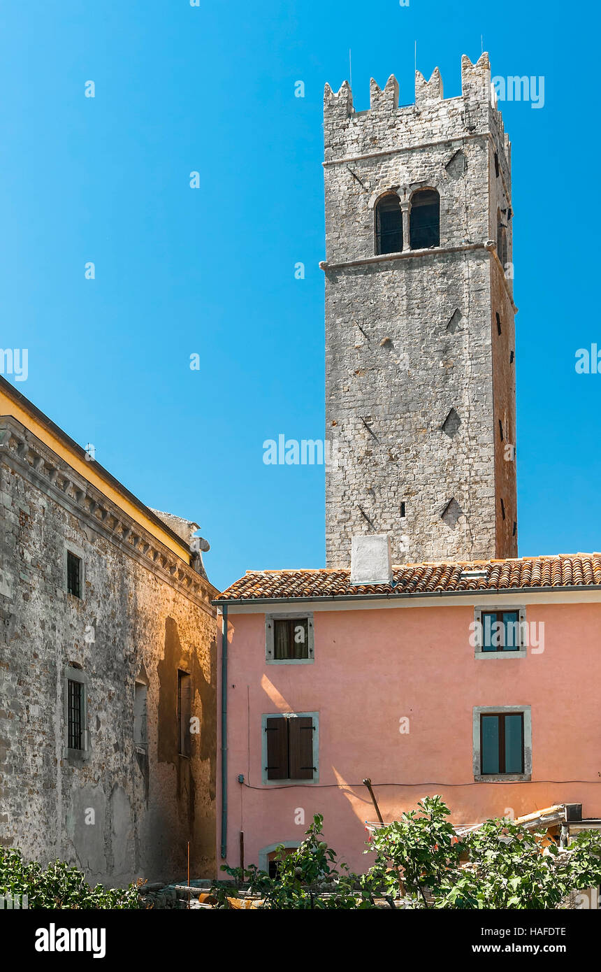 Old bell tower in Motovun. Istria. Croatia Stock Photo