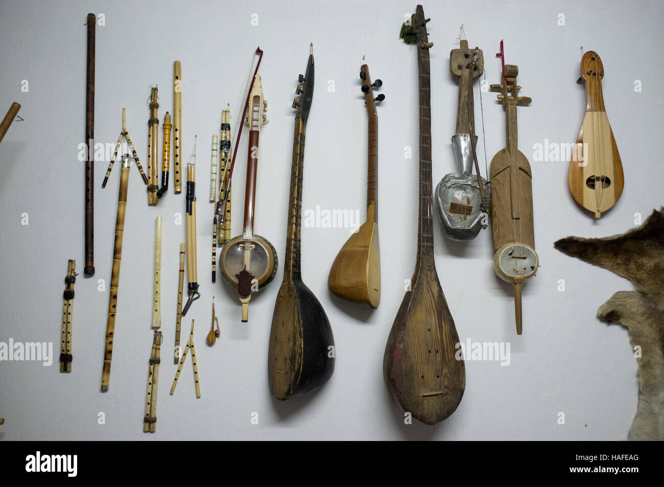 The turkish instruments exhibited in a private museum in the province of Burdur. Stock Photo