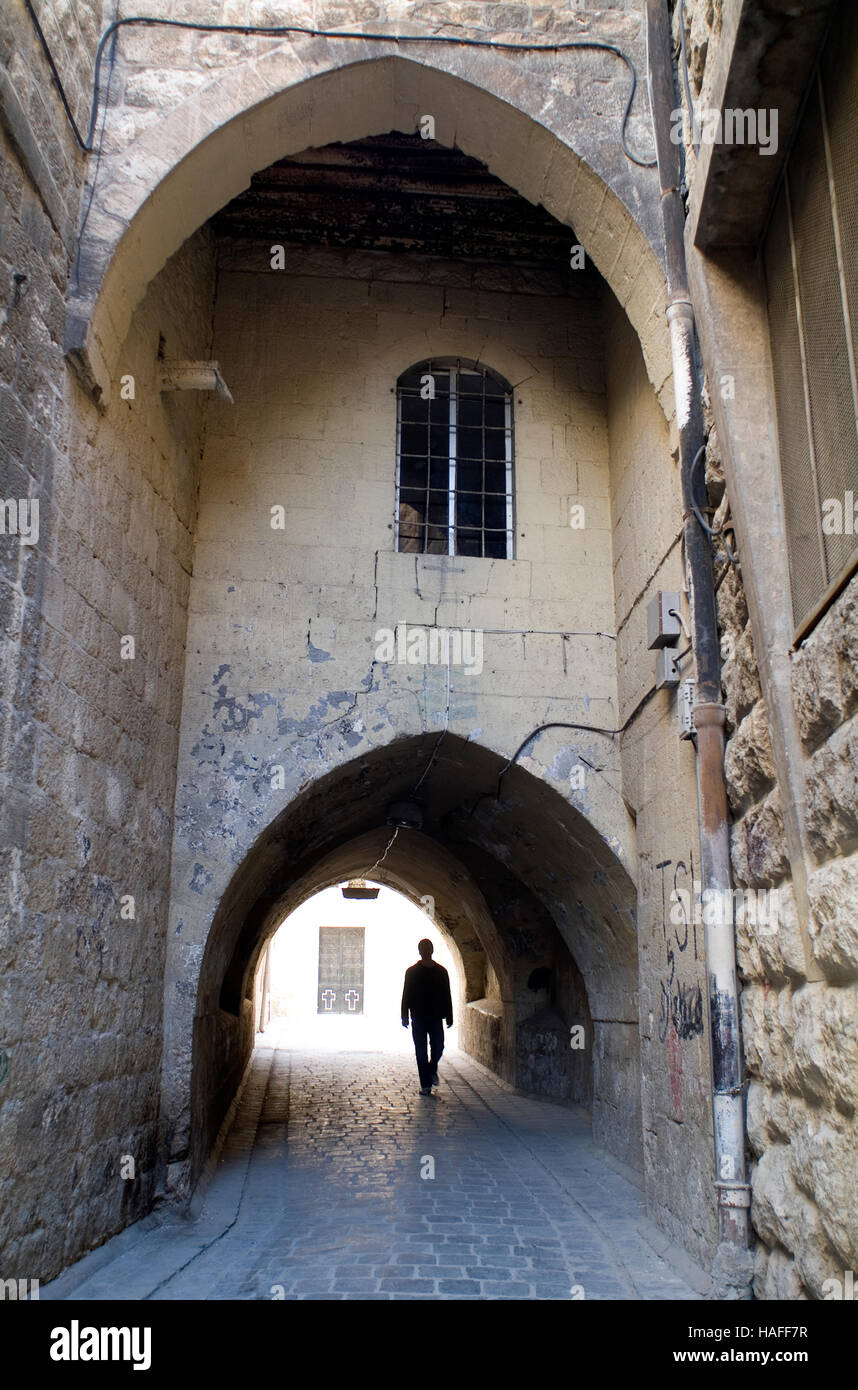 A street in the Al-Jdeida quarter of Aleppo in northern Syria before the 2012 civil war. Stock Photo