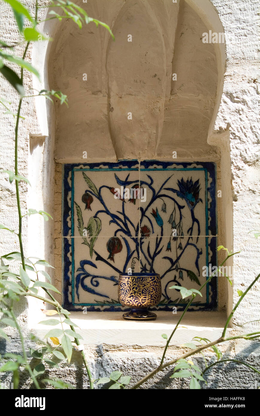 Tile work in the Christian Quarter, Damascus' Old Town. Stock Photo