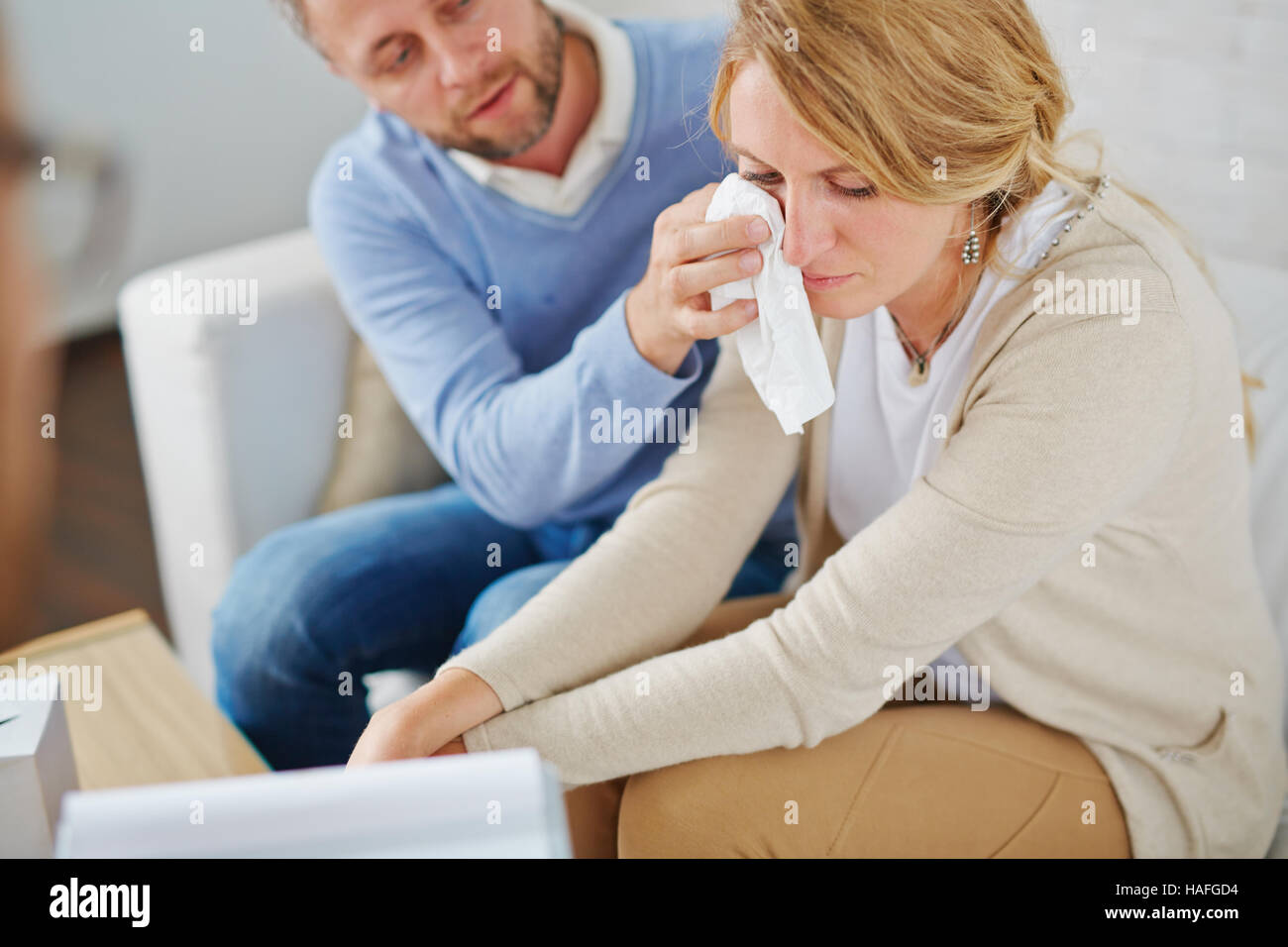 Wiping tears with handkerchief hires stock photography and images Alamy