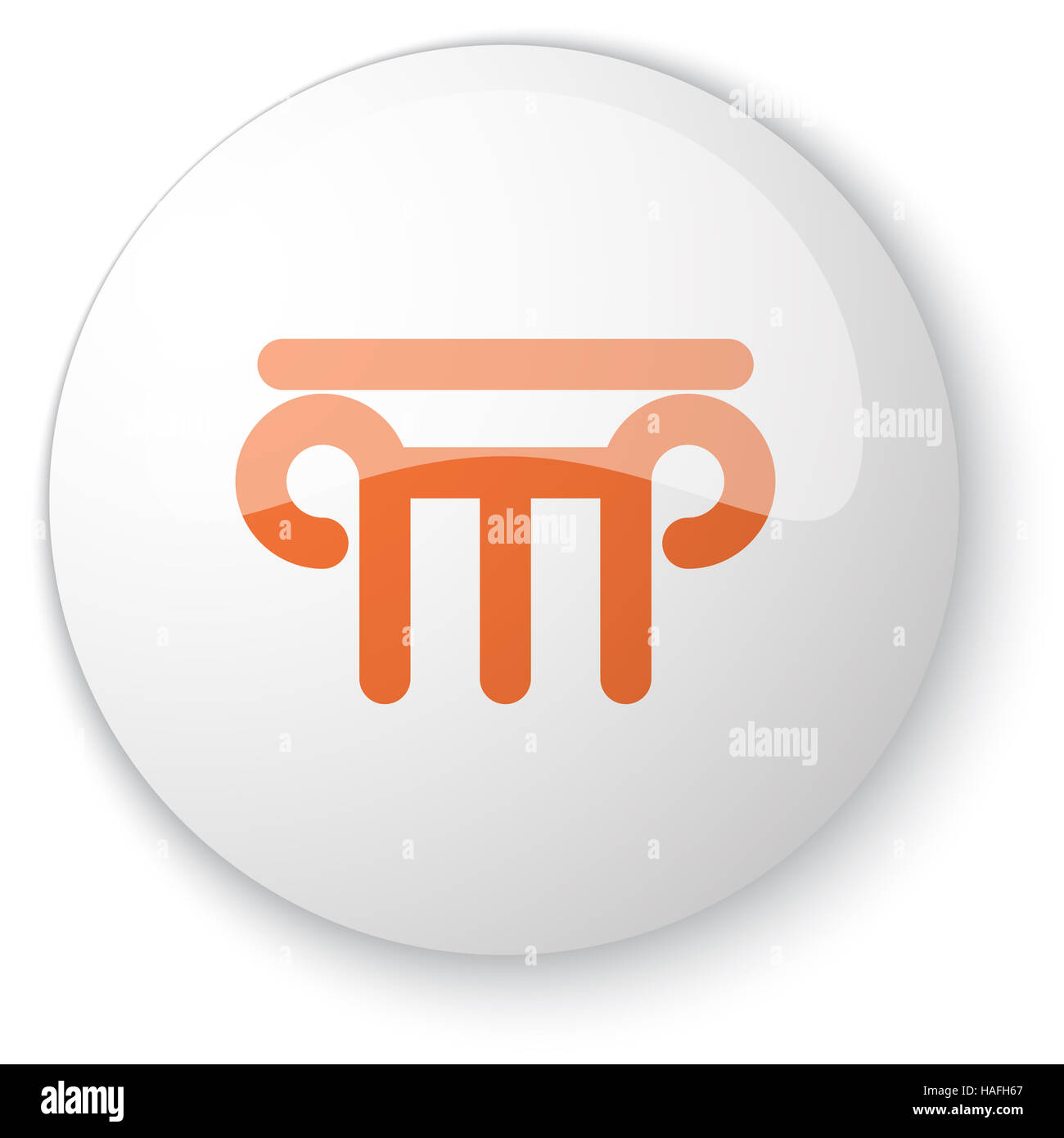 Glossy white web button with orange Column icon on white background ...
