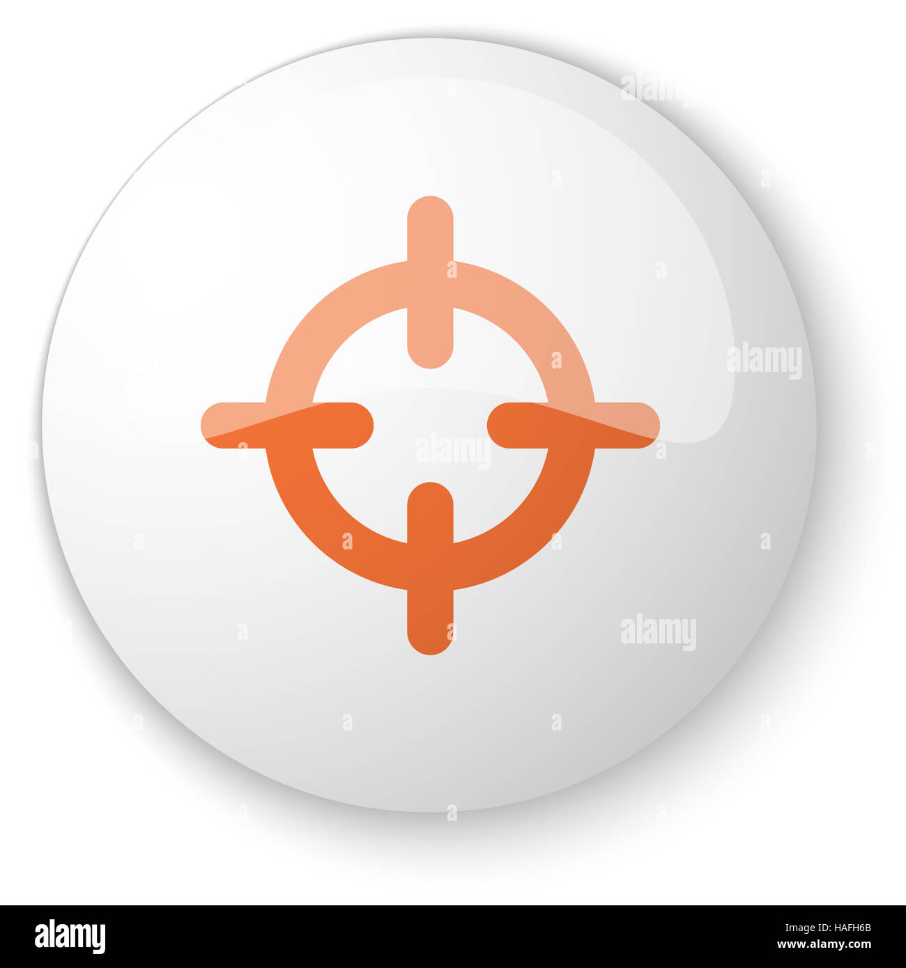 Glossy white web button with orange Scope icon on white background ...