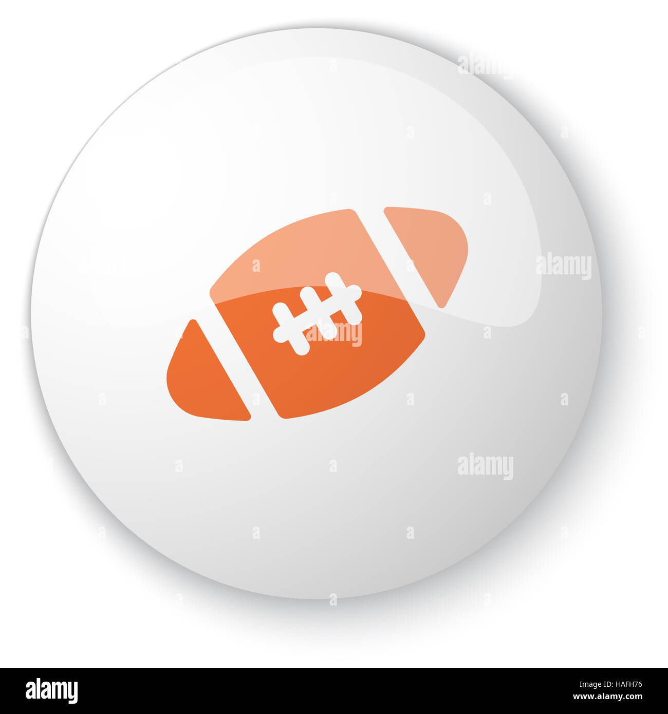 Glossy white web button with orange American Football icon on white ...