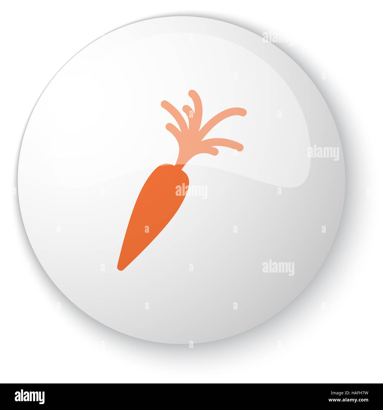 Glossy white web button with orange Carrot icon on white background ...