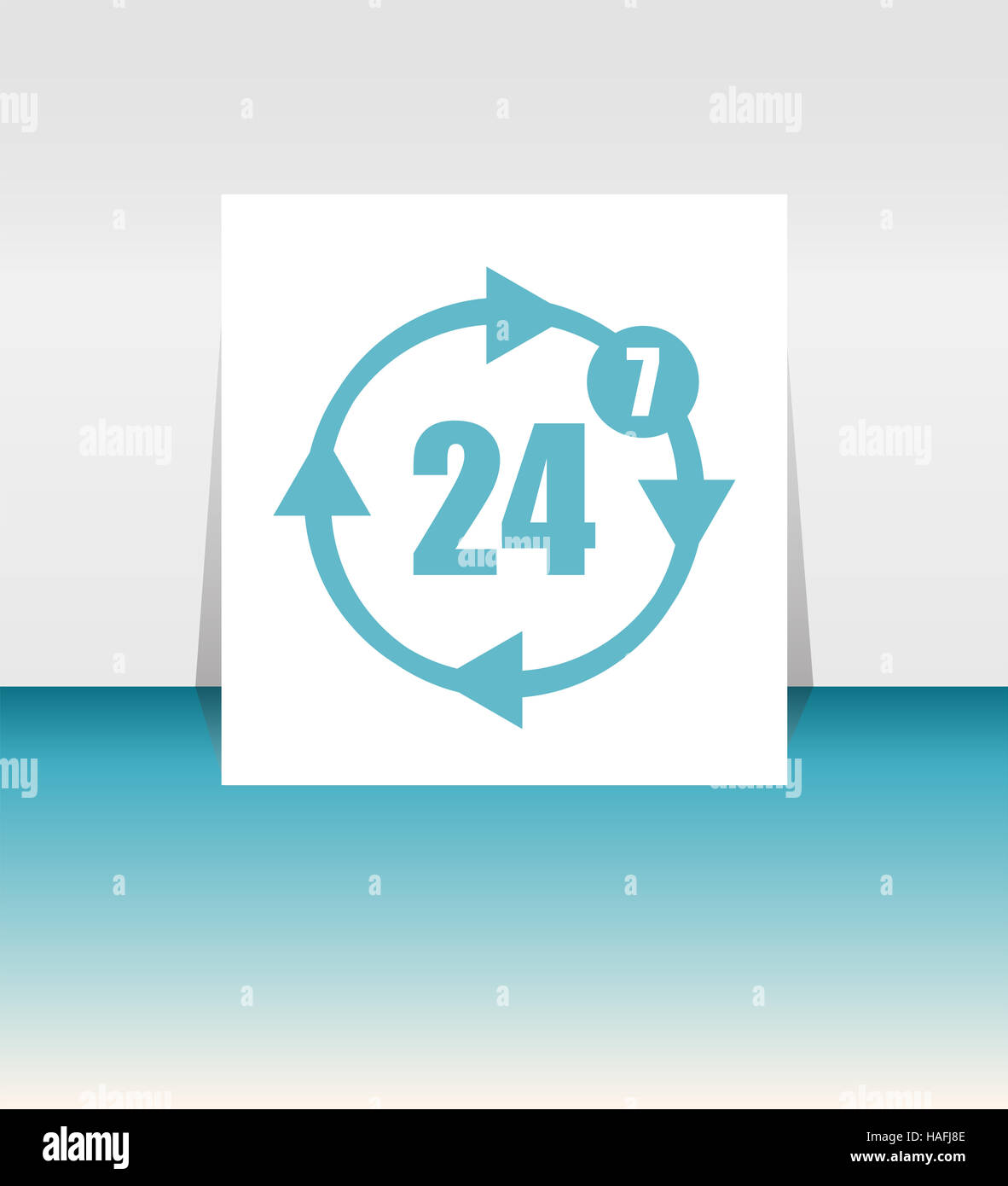 button with twenty four hours by seven days icon Stock Photo