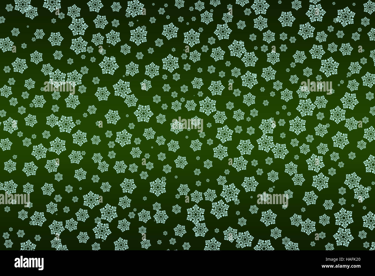 Abstract green background with snowflakes - illustration, pattern Stock