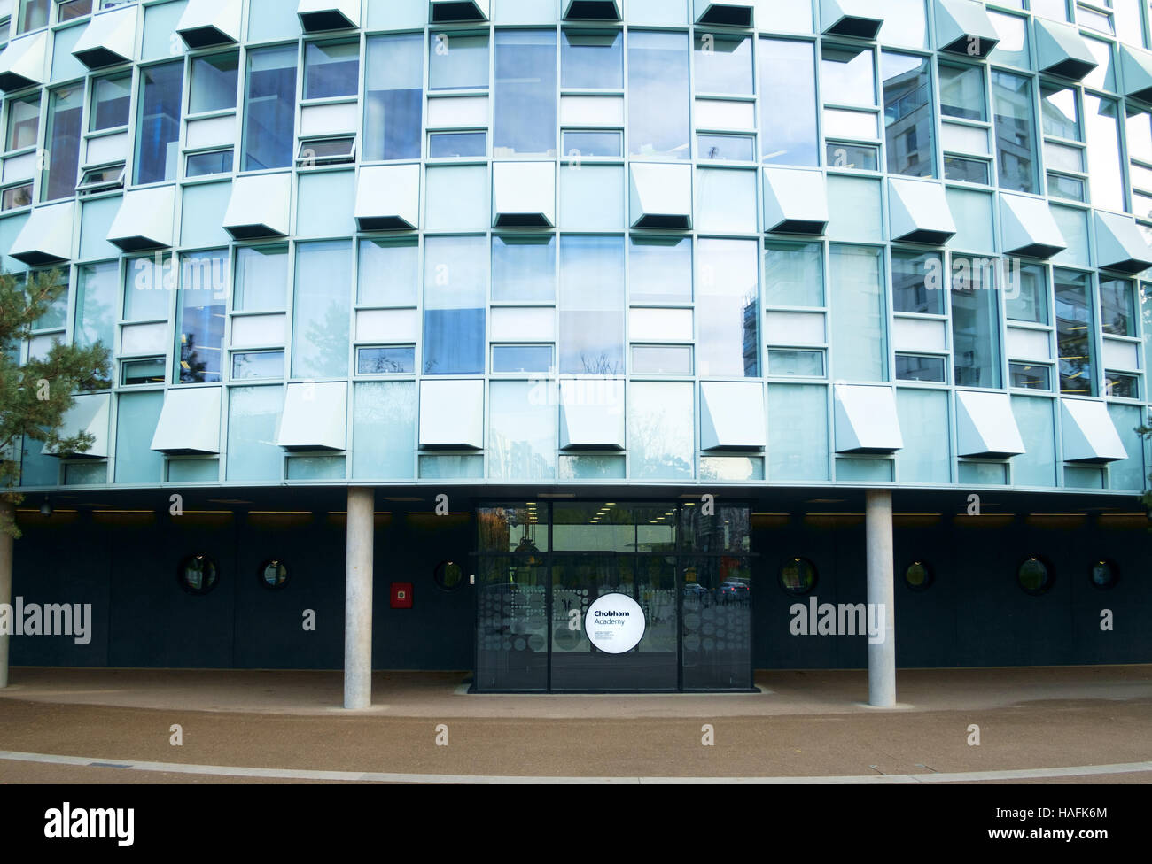 Entrance to Chobham Academy school, East Village E20, London UK Stock Photo