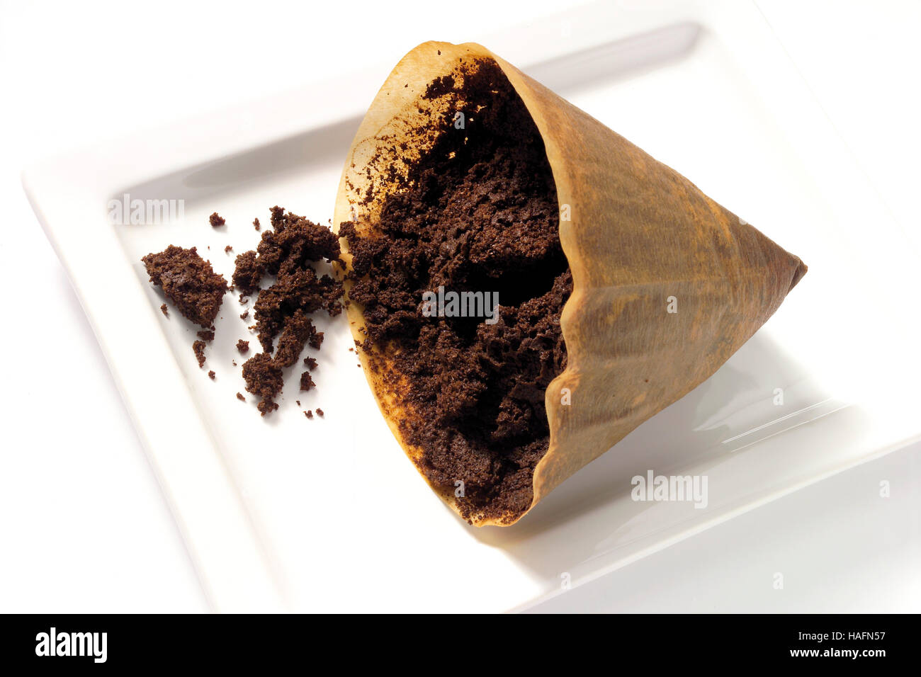 Filter paper with coffee grounds Stock Photo Alamy
