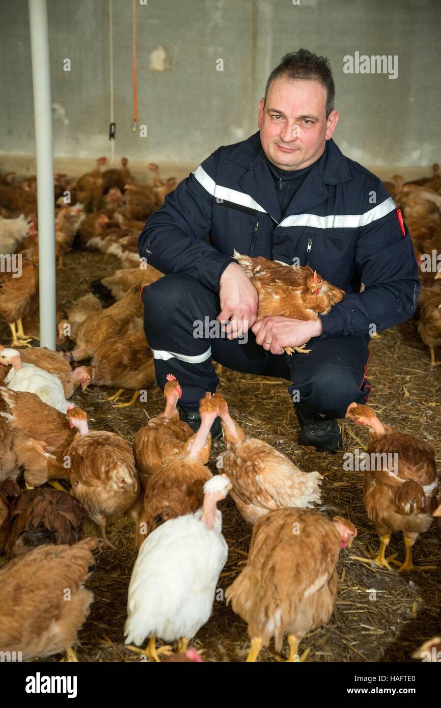 VOLUNTEER FIREFIGHTERS IN RURAL AREAS, FRANCE Stock Photo