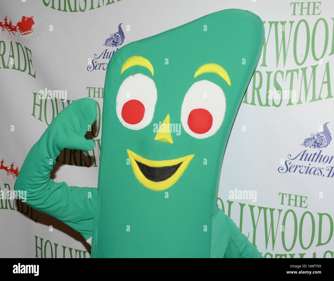 Gumby arrives at the 85th Annual Hollywood Christmas Parade in Hollywood on Hollywood Boulevard on November 27, 2016. Stock Photo