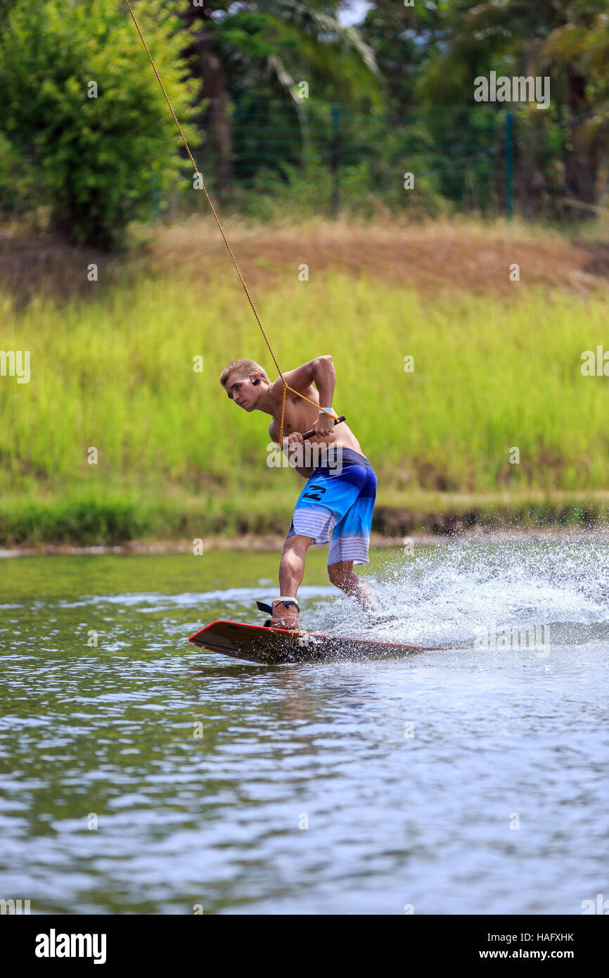 Man Wakeboarding in action. Phuket, Thailand Stock Photo Alamy
