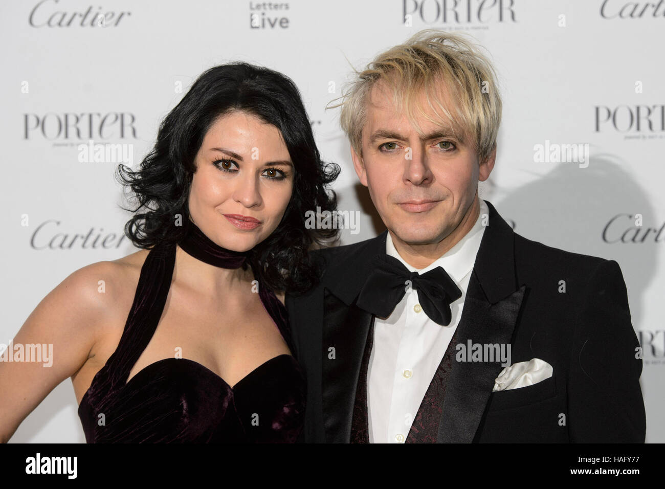 Nick Rhodes and Nefer Suvio attending the Letters Live Black Tie Gala Dinner, at the V&A, London Stock Photo