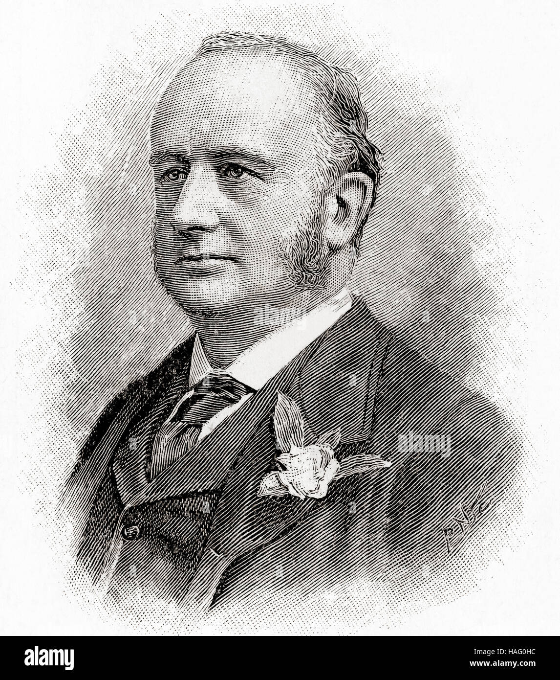 Richard Everard Webster, 1st Viscount Alverstone, 1842 - 1915.  British barrister, politician and judge.  From The Strand Magazine, Vol I January to June, 1891. Stock Photo