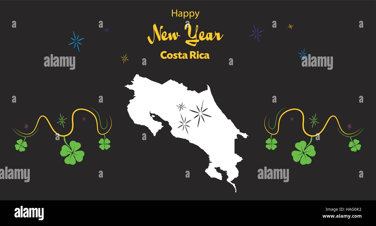 Happy New Year illustration theme with map of Costa Rica Stock Vector