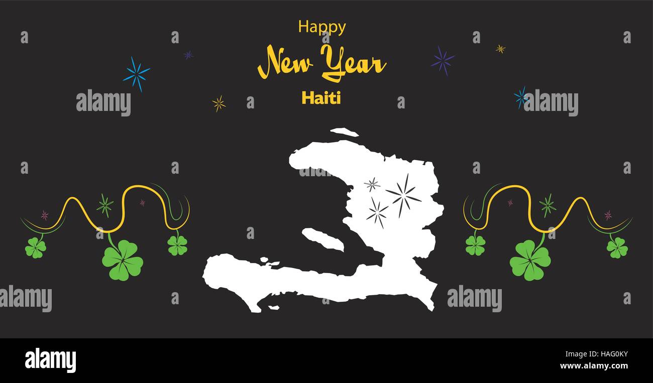 Happy New Year illustration theme with map of Haiti Stock Vector