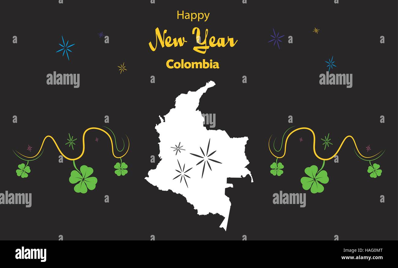 Happy New Year illustration theme with map of Colombia Stock Vector