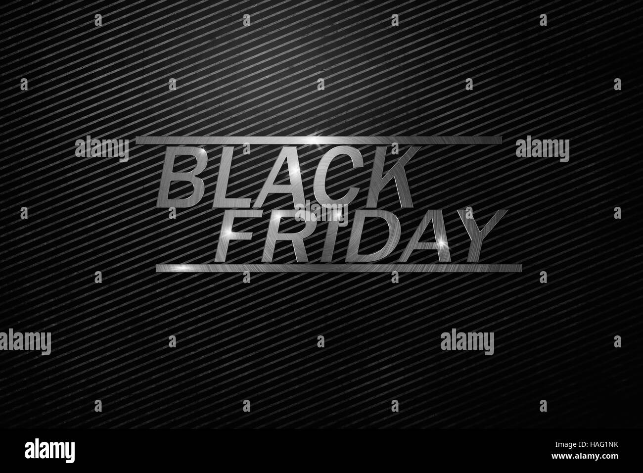 Black Friday text on black and white striped background Stock Photo