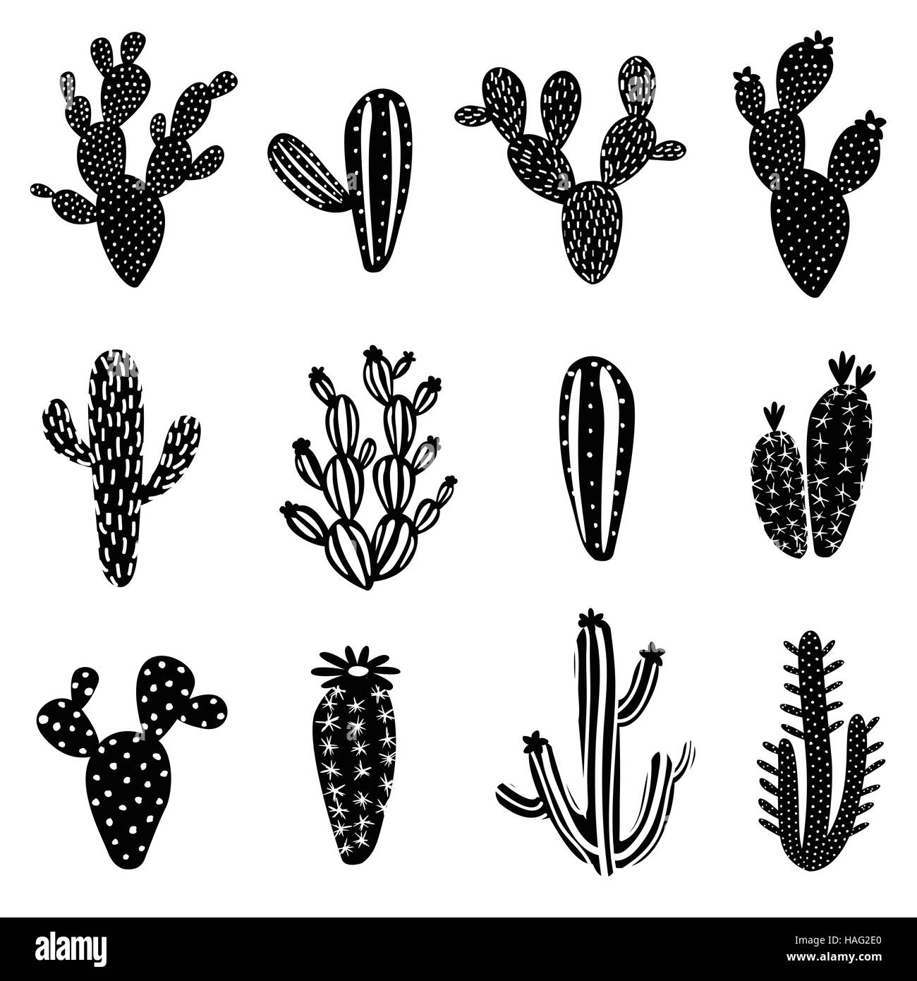 cactus silhouette illustration set Stock Photo Alamy