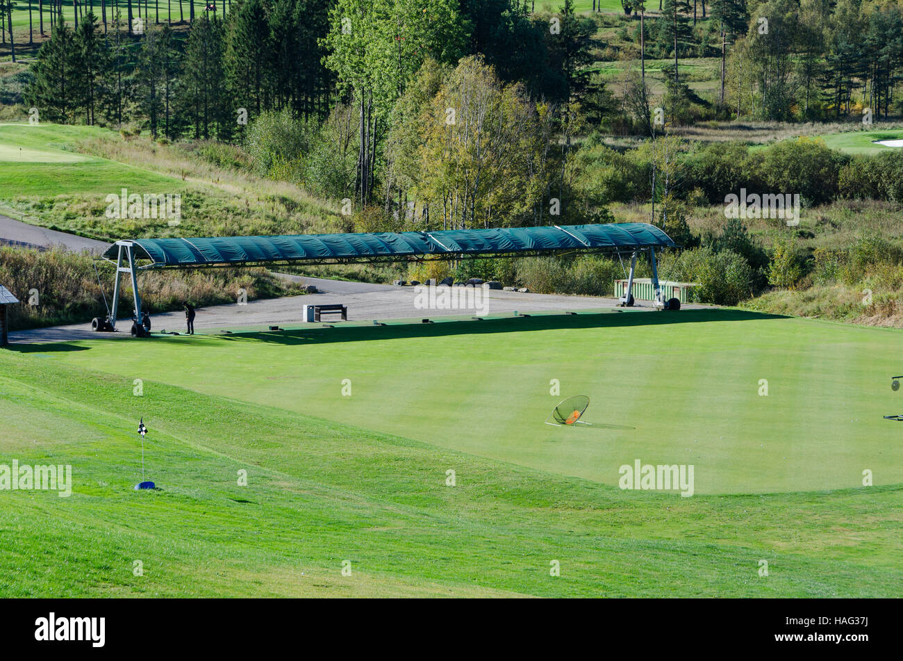 Driving range at hills golf club in sweden Stock Photo