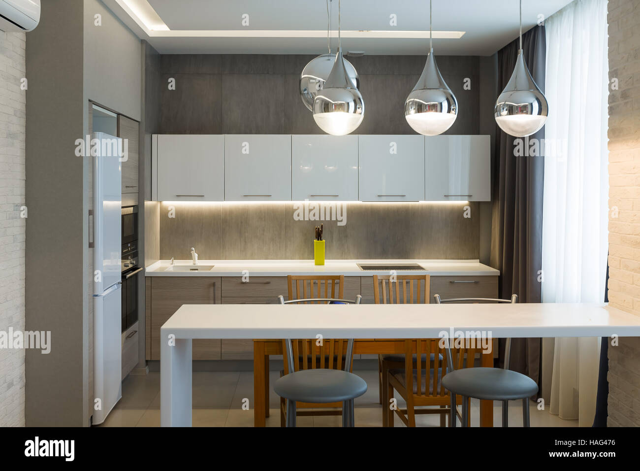 Modern kitchen interior in new luxury home, apartment Stock Photo - Alamy
