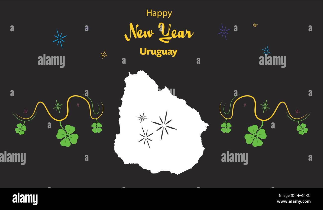 Happy New Year illustration theme with map of Uruguay Stock Vector
