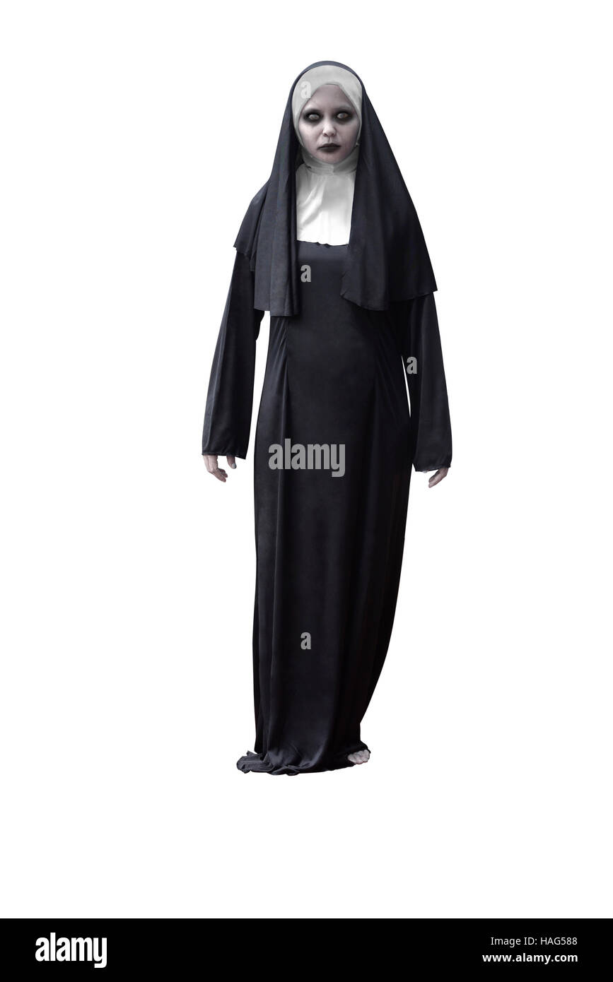 Scary devil nun for halloween concept image Stock Photo