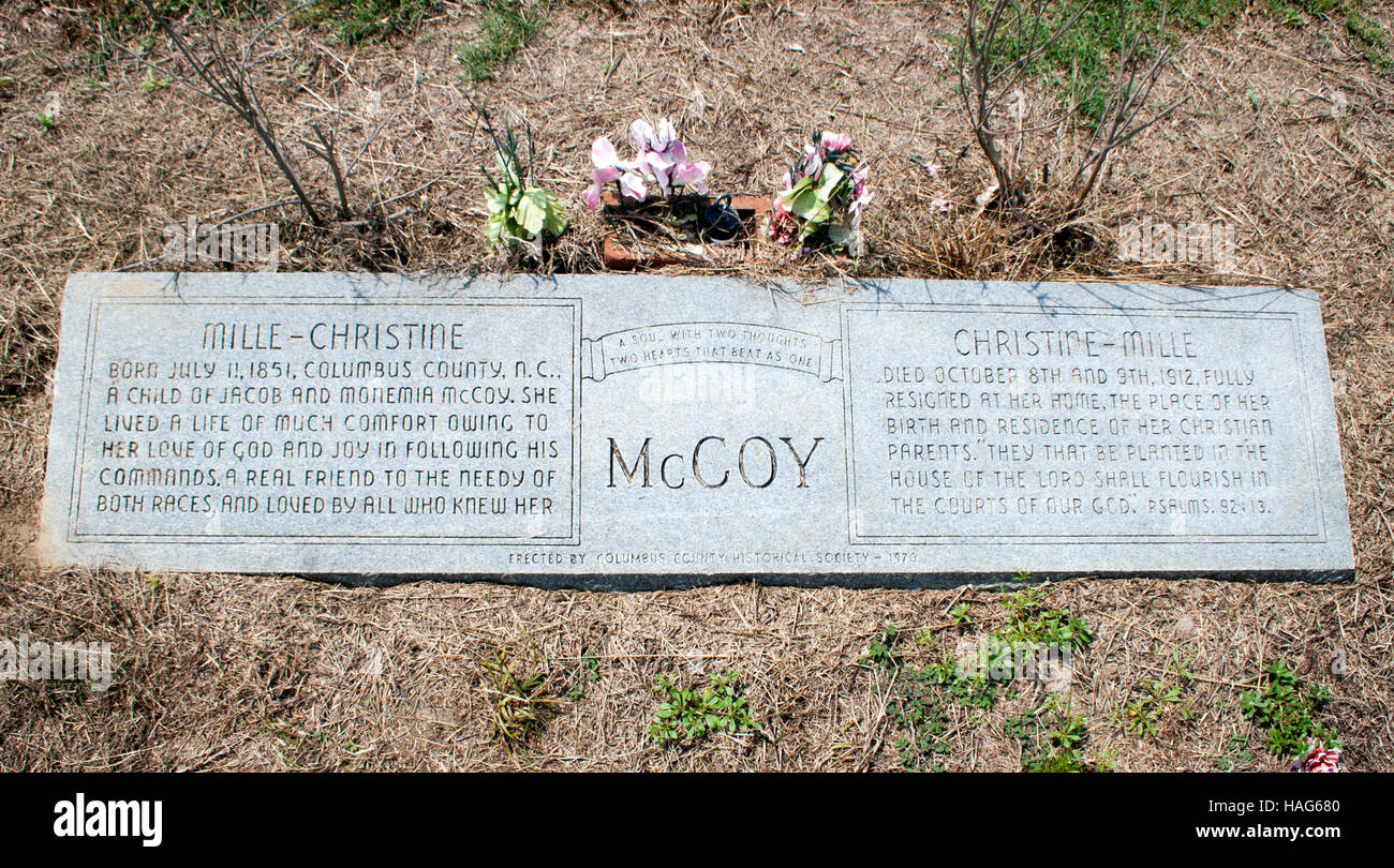 McCoy Siamese Twins Grave in Whiteville North Carolina Stock Photo