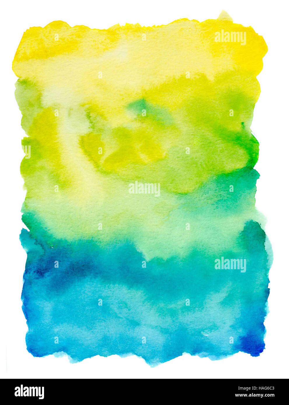 watercolor background hand painted on white with yellow, green and blue  tones Stock Photo - Alamy