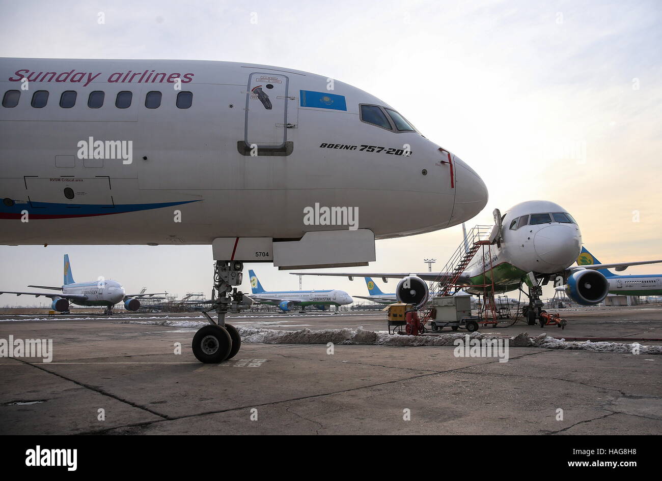 TASHKENT, UZBEKISTAN - NOVEMBER 30, 2016: A Boeing 757-200 passenger aircraft